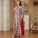 Women's Ethnic Style Long Robe Embroidered Dress Elegant Printed Jalabia Gown with Long Sleeves for Evening Wear_ecoleips.com