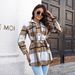 Street Style Contrasting Color Plaid Straps Long Woolen Jacket_ecoleips.com