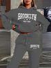 Women's Autumn And Winter Fashionable Casual Letter Pattern Printed Thick And Plush Warm Hooded Sweatshirt+sports Pants Set-787_ecoleips.com
