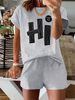 Women’s 2 Piece Outfit Set – Oversized Graphic T-Shirt And Biker Shorts Matching Set, Casual Summer Lounge Tracksuit For Daily Wear-294_ecoleips.com