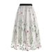 Retro 50s Women's Mesh Embroidered Midi Skirt High Waist A-Line Skirts for Casual Office Wear_ecoleips.com