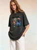 Women's Abstract Graffiti Round Neck T-shirt, Casual And Loose Short-sleeved._ecoleips.com