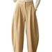 BN369 Women's High Street Wide Leg Pants Solid Color Professional Casual European American Style Clothing For_ecoleips.com