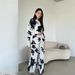 Modest Set / Outfit / Two Piece Women's Floral Print Loose Fit Blouse & Wide Leg Pants Set Elegant Office Casual Long Sleeve Tops Plus Size Outfit_ecoleips.com