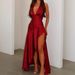 Women's Clothing Fashionable Halter Neck V Neck Slim Fit Slit Dress For Women Sexy Women's Clothing For Formal & Casual For Women_ecoleips.com