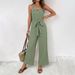 Summer Tie Waist Sleeveless Long Straight Suspender Jumpsuit For Women_ecoleips.com