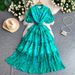 French-Inspired Vacation Sundress With Round Neck, Puff Sleeves, And Tiered Flowy Skirt_ecoleips.com