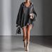 Women's Fashion Color Block Hooded Knit Sweater Long Sleeve Pullover Casual Streetwear Top_ecoleips.com