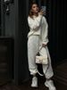 Autumn And Winter Women's Fashion Long-sleeved Lapel Knitted Sweater Trousers Set Casual Knitted Semi-zipper Jumper Set_ecoleips.com