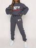 Women's Autumn/Winter Hip Hop Casual Street NEW YORK Letter Printed Round Neck Sweatshirt+Sweatpants Warm Set-623_ecoleips.com