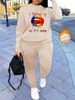 Women's Autumn And Winter Hip-hop Casual Street Rainbow Lip Letter Pattern Printed Round Neck Sports Shirt+sports Pants Set-562_ecoleips.com
