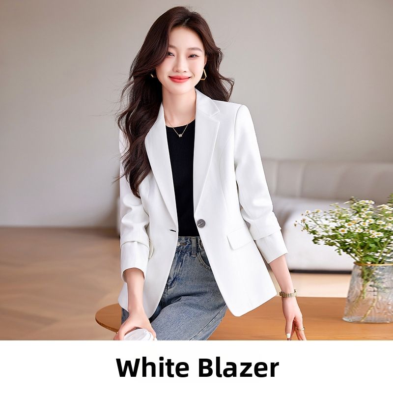 Tailored Slim-Fit Cropped Blazer for Petite Women Office Chic Casual Versatile Jacket_ecoleips.com