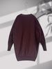 Wine Red Deep V Multi Pocket Pit Rib Knit Tunic Sweater, Oversized Loose Lightweight Breathable Soft Skin-touch Long Sleeve Pullover_ecoleips.com