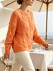 Women Cable Hollow Knit Sweater, Loose Long Sleeve Jumper Lightweight Breathable Eyelet Knit Top With Soft Skin Touch_ecoleips.com