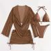 Aria Basics European American Style Two-piece Women, Sexy Four-piece Set With Sheer Cover-up And Tie-up Bikini, New Cross-border_ecoleips.com