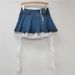 Denim Skirt Women 2025 Spring And Summer American Punk Irregular Lace Splicing Design Slim A Line Skirt Trend_ecoleips.com
