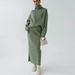 Knitted High-neck Sweater & Slim-fit Skirt Set – Elegant Two-piece Outfit In Beige, Olive Green, White, Green, Yellow, Light Gray, Emerald, Black_ecoleips.com