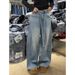 Women's Clothing Plus Size Rhinestone Denim Jeans Loose Slimming Wide Leg Floor Length Pants Retro Design For Women Sexy Autumn Winter_ecoleips.com