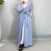 Middle Eastern Fashion Luxury Long Sleeved Cardigan With Lace Trim And Gorgeous Full Skirt (with Headscarf)_ecoleips.com