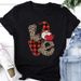 Women's Christmas-themed T-shirt With Christmas Tree And Santa Claus Designs, Round-neck, Loose-fitting Top For Women_ecoleips.com