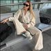 Women's Clothing hot selling zippered pilot jacket, sweatshirt, elastic waist trousers suit_ecoleips.com