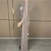 Women's Deep V-Neck Diamond Embellished Evening Dress - Luxury Cocktail Party & Pageant Gown For Model Catwalk Performance_ecoleips.com