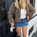 Women’s Stylish Fleece Coat – Warm Winter Long Sleeve Outerwear, Faux Fur & Polyester Blend, Casual Elegance_ecoleips.com