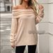 "Women's Off-Shoulder Knit Sweater - Soft Turtleneck Pullover, Loose Fit Long Sleeve, Autumn Winter Fashion, Solid Color Casual Chic"_ecoleips.com
