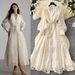 Women's Clothing French Elegance Embroidered V-Neck Dress – Spring Floral Lantern Sleeve A-Line Maxi Dress (Black/Beige/Green/Red/Sky Blue, S-XXL)_ecoleips.com