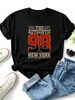 Women's Vintage New York 98 City Skyline Graphic T Shirt Casual Round Neck Short Sleeve Loose Fit Streetwear Summer Daily Tops_ecoleips.com