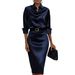 Elegant Satin Long Sleeve Dress For Women - Slim Waist Summer Dress With Premium Finish (S-XXL)_ecoleips.com
