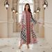 Modest Abaya Dress Women's Ethnic Style Maxi Dress V-Neck Long Sleeve Loose Fit Printed Skirt For Middle East_ecoleips.com