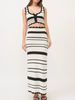 Fashion Striped Knitted Vest Top High Waist Color-Block Skirt Two-Piece Set For Women_ecoleips.com