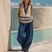 Women's Clothing Women's V Neck Sleeveless Vest And Wide Leg Pants Set Loose Casual Two-Piece Outfit Style For Formal & Casual For Women_ecoleips.com