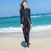Aria Basics Factory Stock Women's New One-piece Diving Suit, Long-seved, Sun-protective, Slimming, Long-pants Swimsuit, Sporty_ecoleips.com