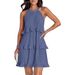 Women's Sleeveless Pleated Dress Layered Spliced Hem Pullover Casual Knee-Length Summer Fashion_ecoleips.com