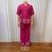 Women's Stylish V-Neck Embroidered Cardigan & Straight Leg Pants Set - Breathable Polyester Two-Piece Outfit With Functional Pockets_ecoleips.com