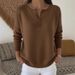 Women's Knitted V Neck Sweater Button Detail Solid Color Autumn Winter Fashion For Christmas_ecoleips.com