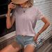 Women's Clothing Simple Solid Color V Casual Short Sleeved Shirt_ecoleips.com