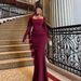 Women's Clothing Burgundy Lace Enchantress Gown – Long-Sleeve Square Neck Wedding Guest Dress (Victorian Mourning Jewel Tones, Gothic Cathedral)_ecoleips.com