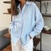 Verve 2025 Autumn Winter New Long Sleeve Cardigan Jacket Women Striped Shirt Women's Fashion_ecoleips.com