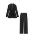 Women's Suit Jacket With Waist Belt High Waisted Loose Fitting Draped Trousers Spring Autumn Fashionable Versatile Waist Cinching Pant Set_ecoleips.com