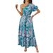 Cross-border European And American Women's Fashion 2026 Summer New Sexy Asymmetrical Neck Printed Bohemian Seaside_ecoleips.com