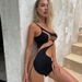 2022 Spring Summer New Women's Fashion Asymmetrical Shoulder Sexy Sheer Mesh Slim Fit Bodycon Dress_ecoleips.com