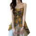 Retro Yellow Plaid Bowknot Camisole For Women, New Summer Sweet Style With Irregular Hem, Dopamine Top_ecoleips.com