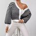 Women's Clothing Rainbow Striped Lantern Sleeves_ecoleips.com