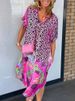 Summer New Fashion Women's V-neck Printed Loose Dress Fashion Elegant Holiday Casual Dresses Female Beach Party Vestidos_ecoleips.com