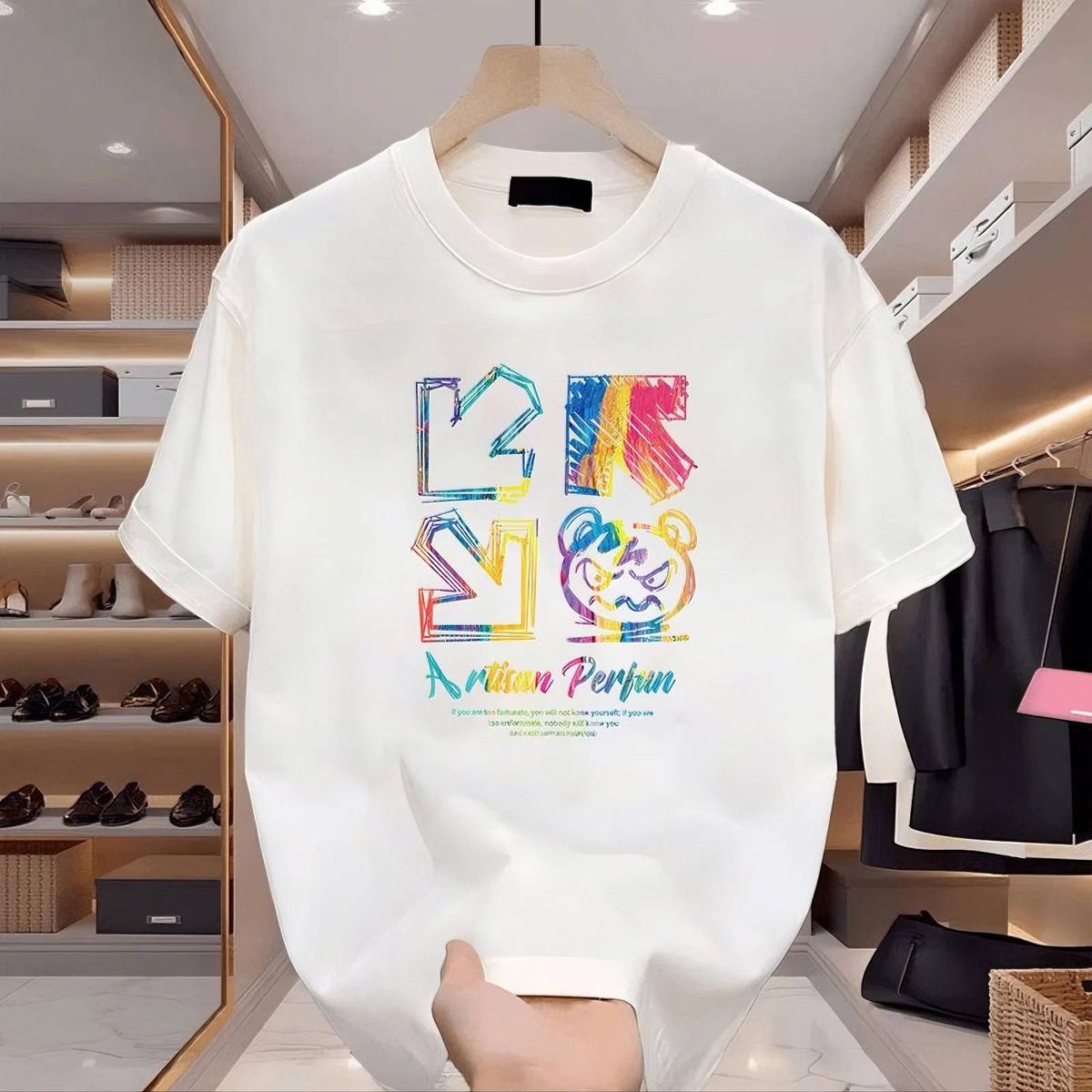 New Cotton Fashion Sense Printing Short-sleeved T-shirt Unisex Men Summer Tide Loose Hundred Tops_ecoleips.com