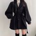 Women's Clothing Elegant Audrey-Inspired Wool Blend Coat – Belted Waist & Mid-Length For Petite Women_ecoleips.com