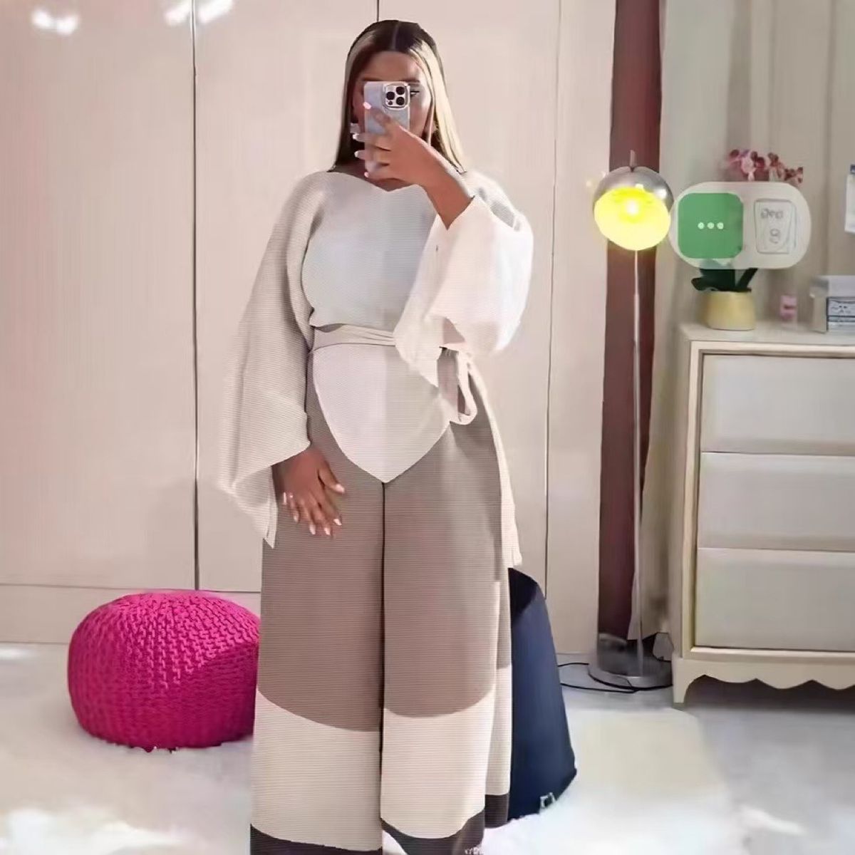 Women's Clothing Loose Fashion Versatile Plus Size Women's Abaya Two Piece Set Wide Leg Pants Loose Fashion Versatile Loose Fashion Versatile_ecoleips.com